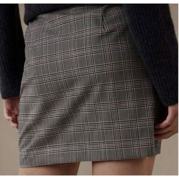 Banana Republic Gray White Plaid Pencil Wool Blend Mini Skirt Sz 14 - Picture 9 of 9